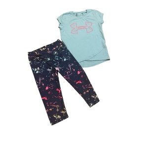 Under Armour Girls S/S Shirt and Capri Leggings Size 6/6x